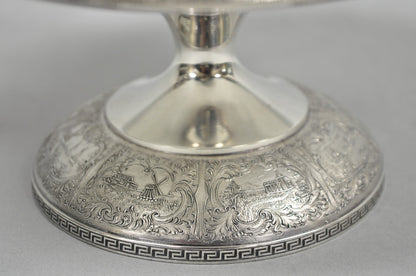 Vintage Victorian Silver Plated Flower Frog Flower Arranger Vase w Pedestal Base