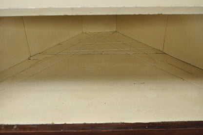 Antique Colonial Primitive Cherry Wood Glass Front Corner China Cabinet Cupboard