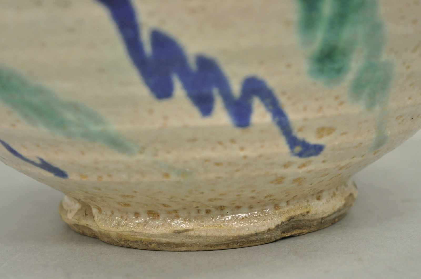 Antique Fajalauza Enamel Spanish Terracotta Pottery Blue Green Painted Bowl