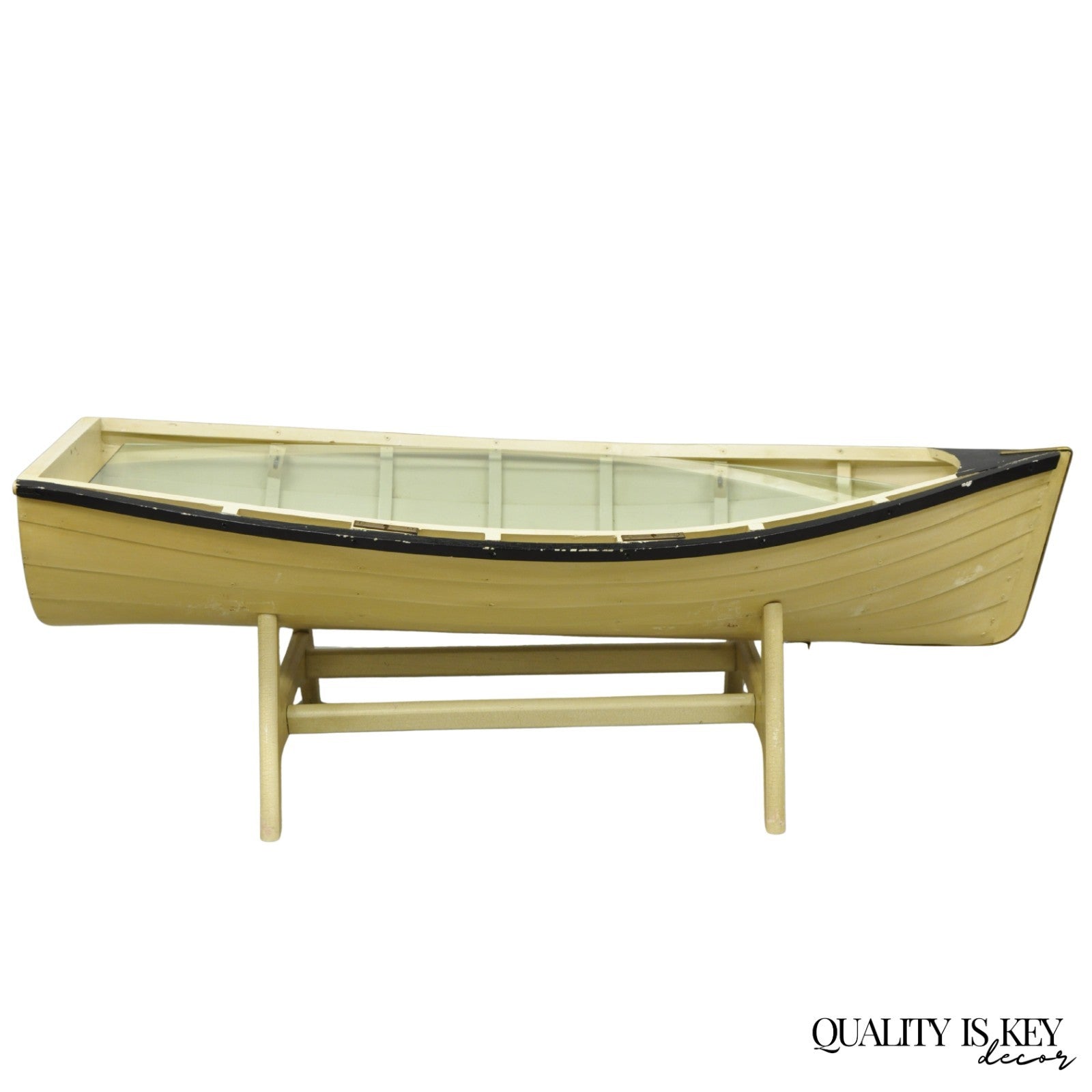 Vintage Style Dory Row Boat Nautical Bookshelf / Table By Authentic Models