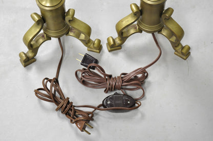 Vintage Federal Style Brass Candlestick Urn Form Table Lamps, Japan - a Pair