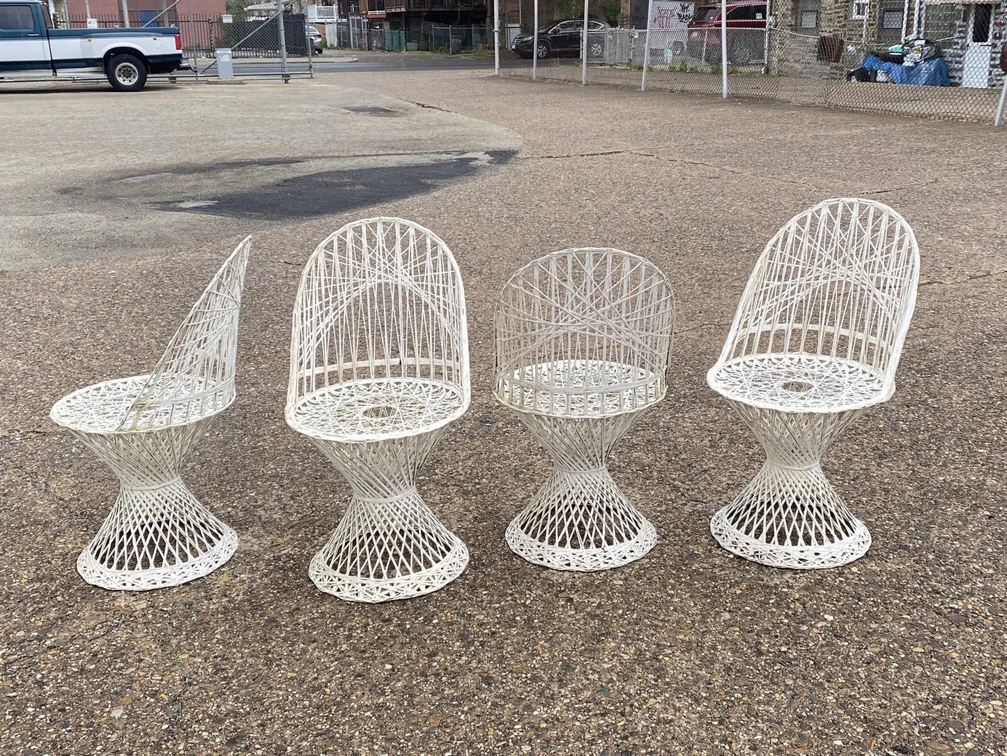 Vintage Russell Woodard Mid Century Modern Spun Fiberglass Patio Dining Set 5 Pc