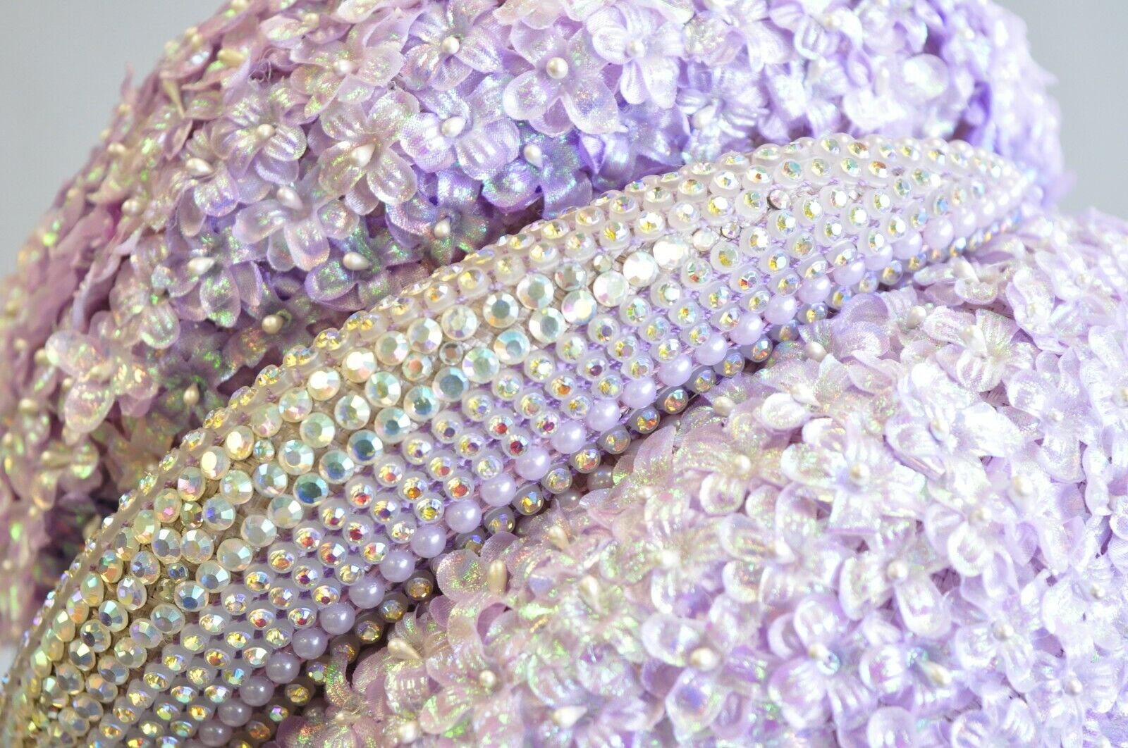 Vintage Bina Fashion Hats Purple Lavender Floral Jeweled Beaded Church Derby Hat