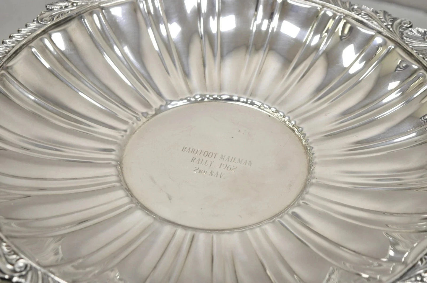 Antique "Barefoot Mailman Rally 1962" Award Silver Plated Serving Platter Tray