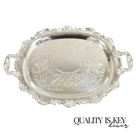 Vintage Bristol Poole 145 Silver Plated Victorian Oval Serving Platter Bar Tray