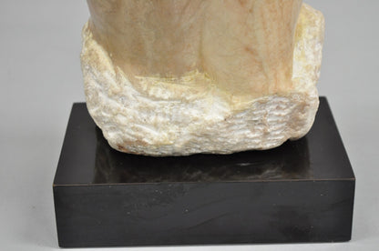 Morton Gaffin Female Nude Bust Modernist Carved Peach Alabaster Sculpture
