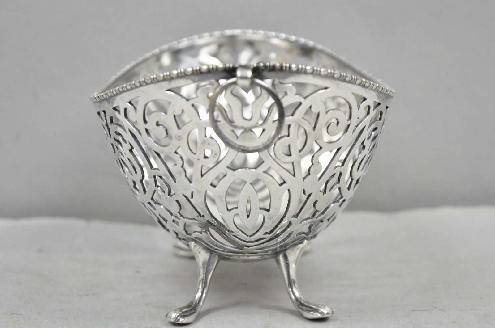 Antique Pairpoint Small Silver Plated Pierced Scrollwork Candy Dish Bowl Basket