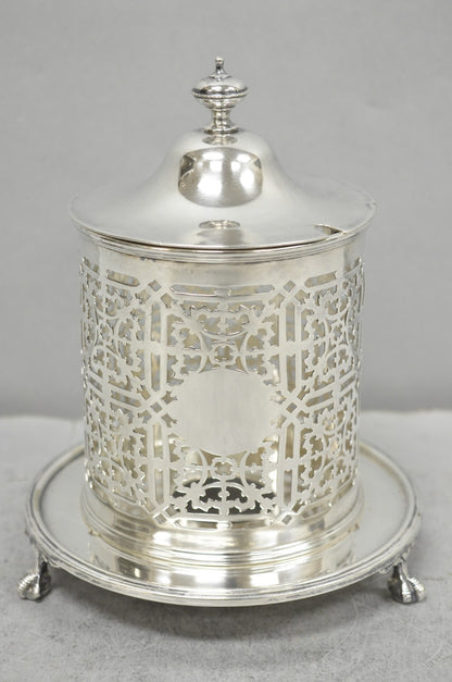 Antique Mappin & Webb Victorian Silver Plated Reticulated Covered Jelly Jar