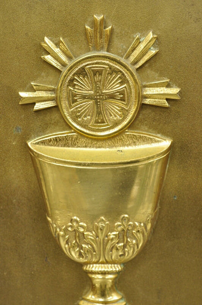 Antique Gothic Bronze Wall Hanging Altar Door Tabernacle with Chalice (A)