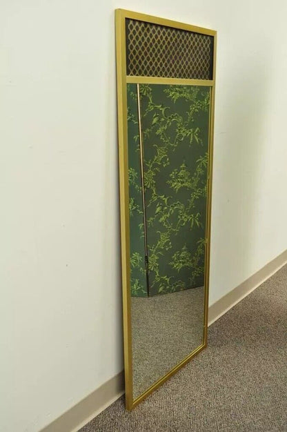 Vintage Mid Century Modern 52" Rectangular Metal Frame Brass Finish Wall Mirror