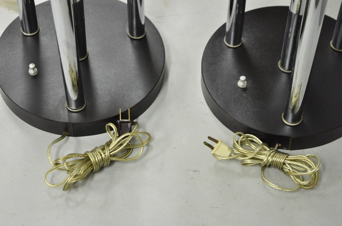 Vintage Mid Century Modern George Kovacs Spiral Chrome Ball Table Lamps - a Pair