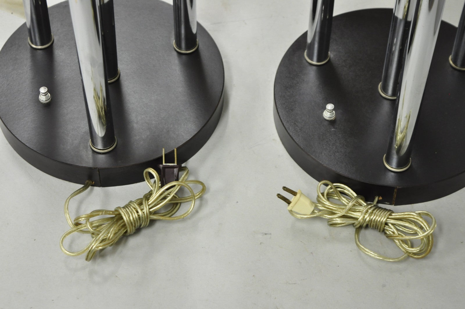 Vintage Mid Century Modern George Kovacs Spiral Chrome Ball Table Lamps - a Pair