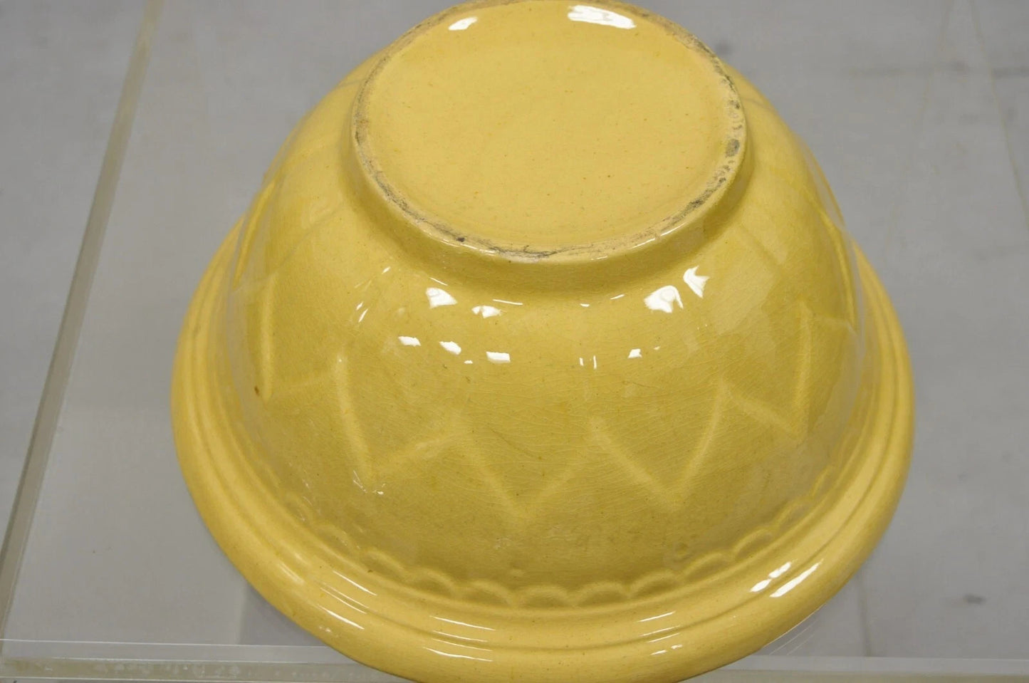 American Provincial Country Primitive Yellow Pottery Ceramic Wash Basin Bowl