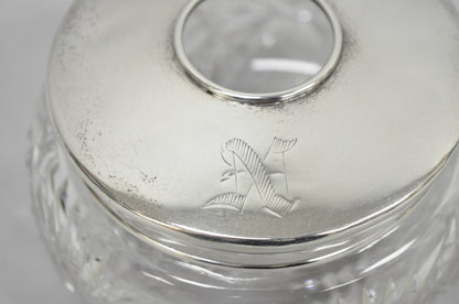 Antique Victorian Sterling Silver Crystal Glass Vanity Hair Receiver "N" Mono