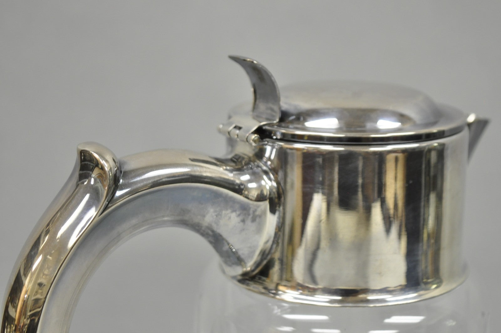 Antique Victorian German Silver Plated Cut Crystal Glass Lemonade Water Pitcher