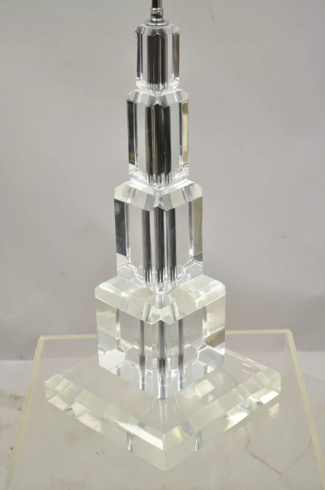 Mid Century Modern Large Stacked Lucite Acrylic Skyscraper Table Lamp by Art-Vue