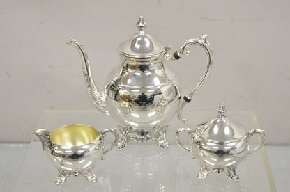Vintage FB Rogers Victorian Silver Plated Tea Set with Tilting Pot - 6 Pcs