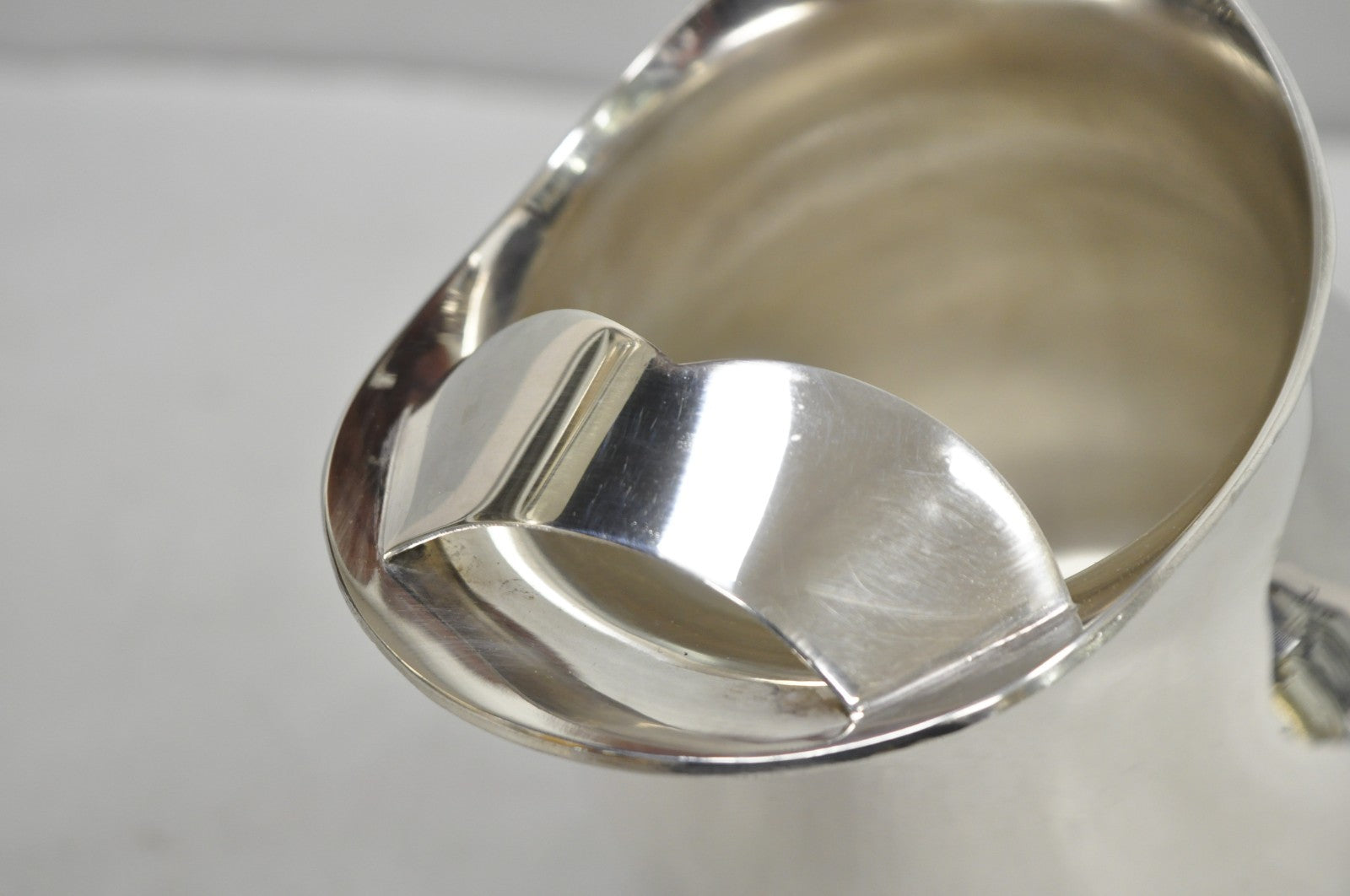 Vintage Bristol by Poole Silver Plated Bulbous Footed Ice Lip Water Pitcher