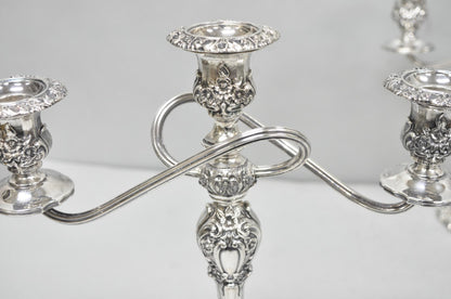 Vintage International Silver Co Countess Silver Plated 3 Arm Candelabra - Pair