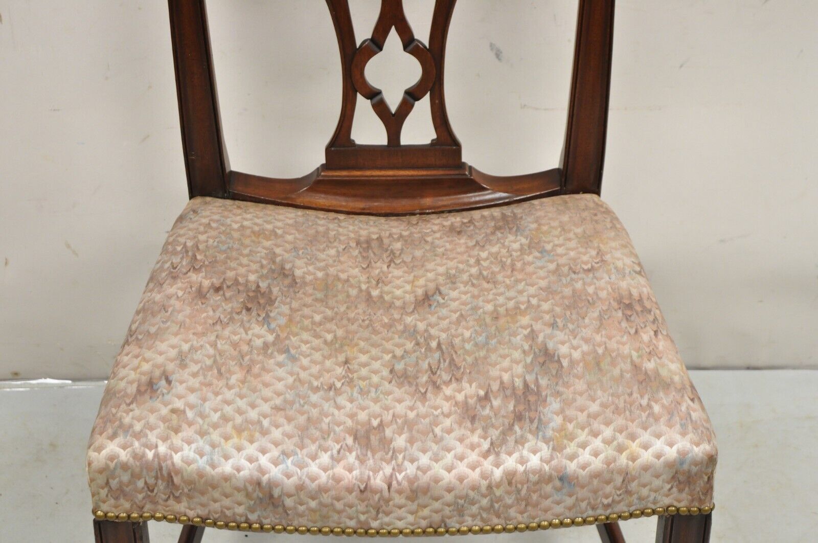 Antique Chippendale Georgian Style Carved Mahogany Dining Side Chairs - Set of 6