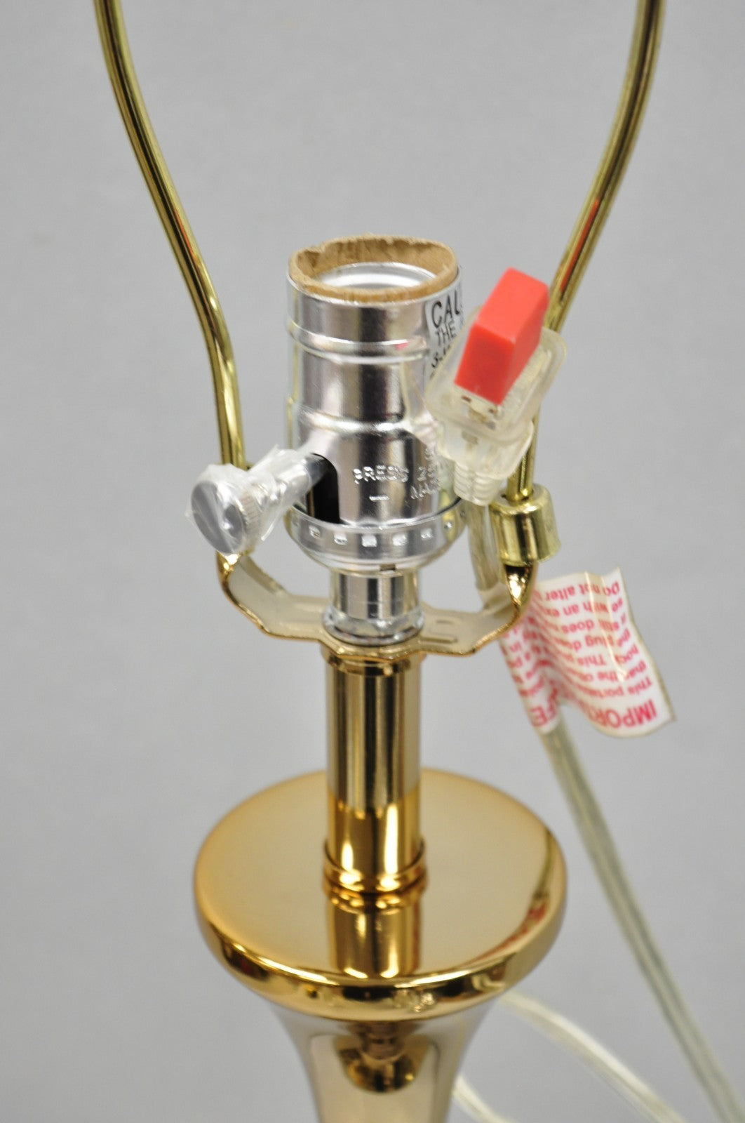 Contemporary Modern Sculptural Gold Metal & Gray Porcelain Ceramic Table Lamp