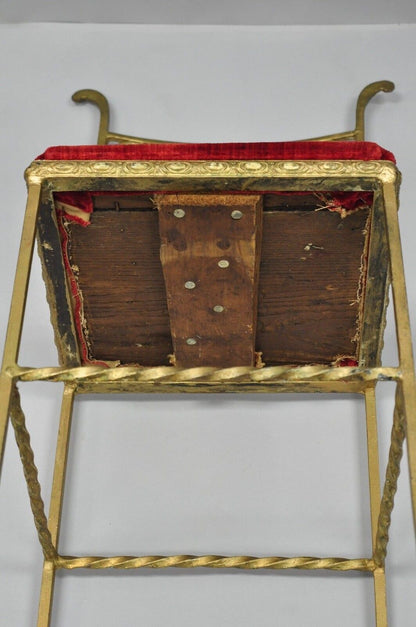 Antique Italian or Spanish Hollywood Regency Gold Iron Gothic Small Side Chair