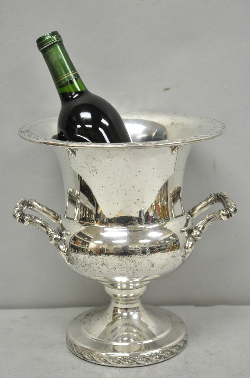 Vintage WM Rogers "Spring Flower" Silver Plated Champagne Chiller Bar Ice Bucket