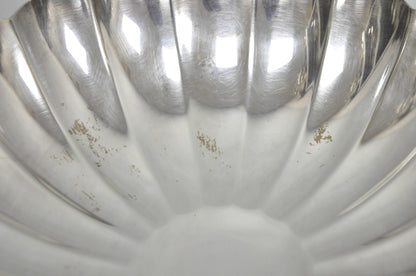 Vintage Reed & Barton Modern Silver Plated Oval Scalloped Pedestal Fruit Bowl