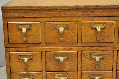 Antique Arts & Crafts Library 15 Drawer Mission Oak Stacking Card File Cabinet