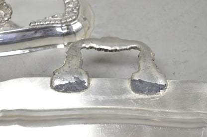 Vintage Victorian Silver Plated Meat Serving Platter Tray w/ Covered Dishes