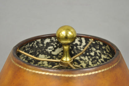 Vintage Maitland Smith Bronze Figure Golfer Sculpture Table Lamp w Leather Shade