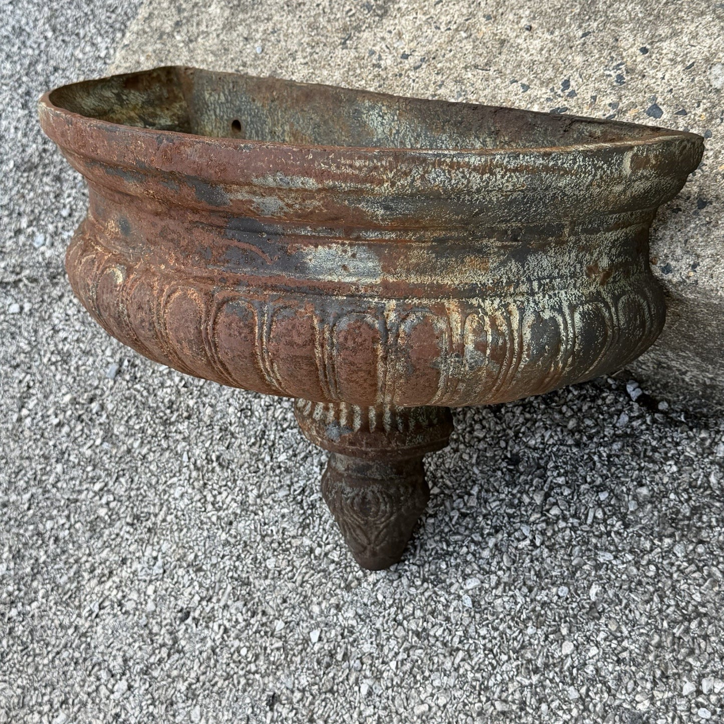 Neoclassical Cast Iron Half Round Wall Fountain Bowl Lavabo Garden Planter Pot