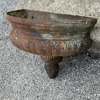 Neoclassical Cast Iron Half Round Wall Fountain Bowl Lavabo Garden Planter Pot