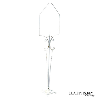 Antique French Art Deco Art Nouveau White Painted Wrought Iron Birdcage Stand