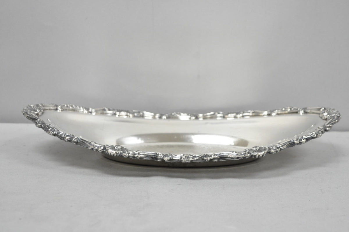 Vintage Victorian Style Silver Plated Oval 13.5" Trinket Serving Dish (B)