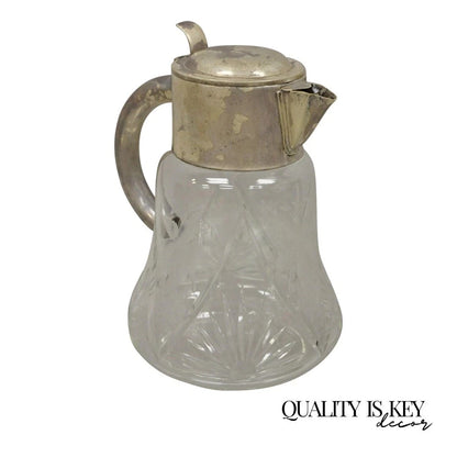 Antique Victorian Silver Plated German Cut Crystal Glass Lemonade Water Pitcher
