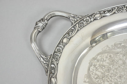Vintage WM Rogers & Son "Victorian Rose" Silver Plated Oval Serving Platter Tray