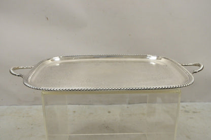 Vintage Victorian EPC Silver Plated Etched Twin Handle Serving Platter Tray