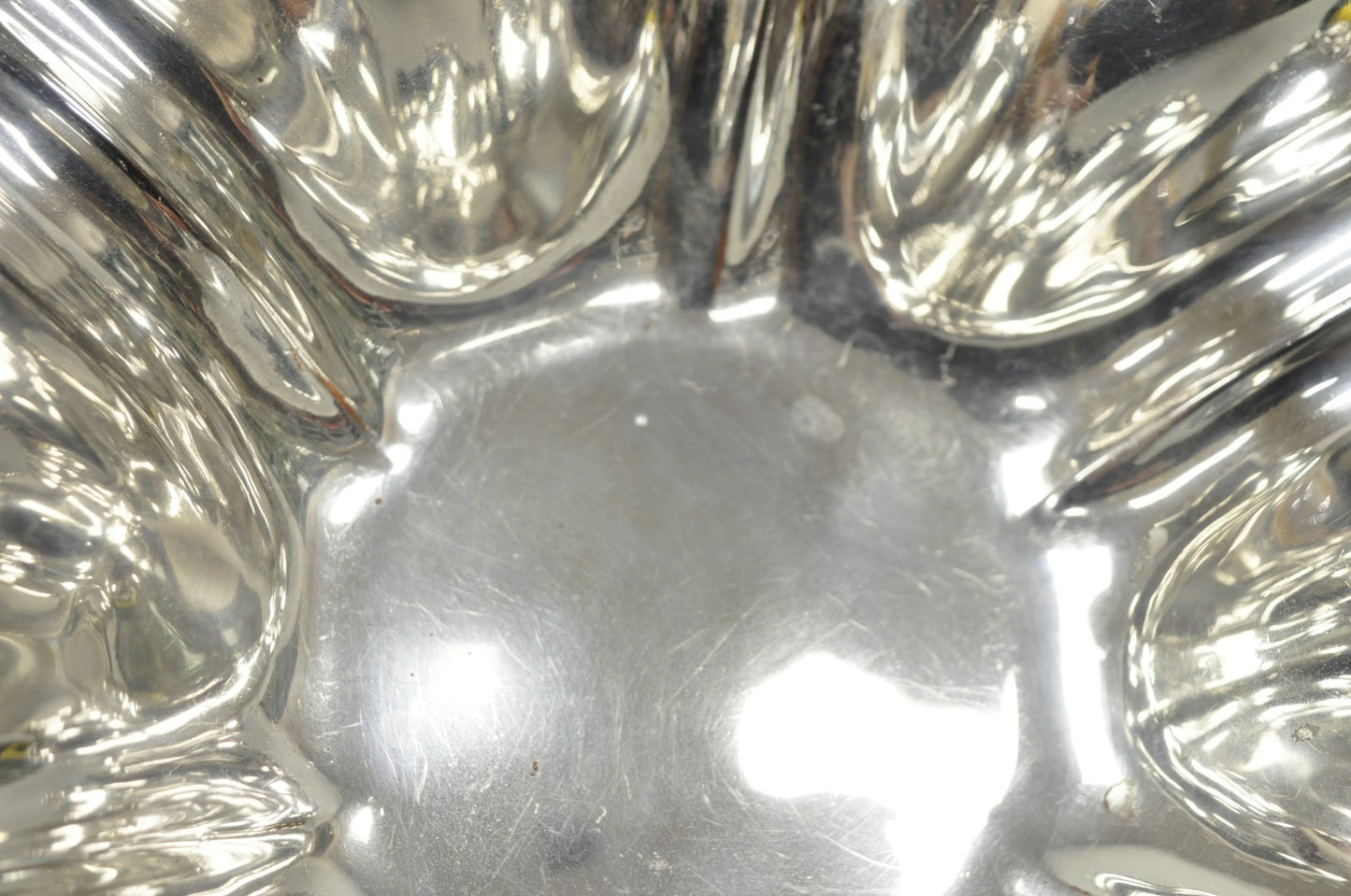 Vintage Victorian Silver Plated Scalloped Candy Dish Fruit Bowl Berry Design