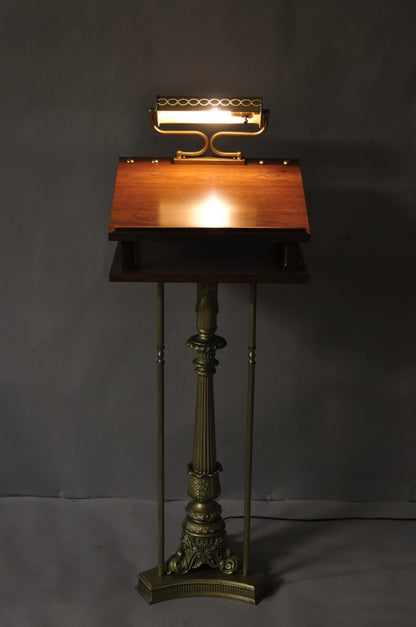 Vintage Victorian Lighted Podium Metal Column Pedestal Base Lectern Book Stand