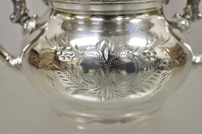 Antique Van Bergh Silver Plated Victorian Tea Serving Set w/ Monogram - 3 Pc Set