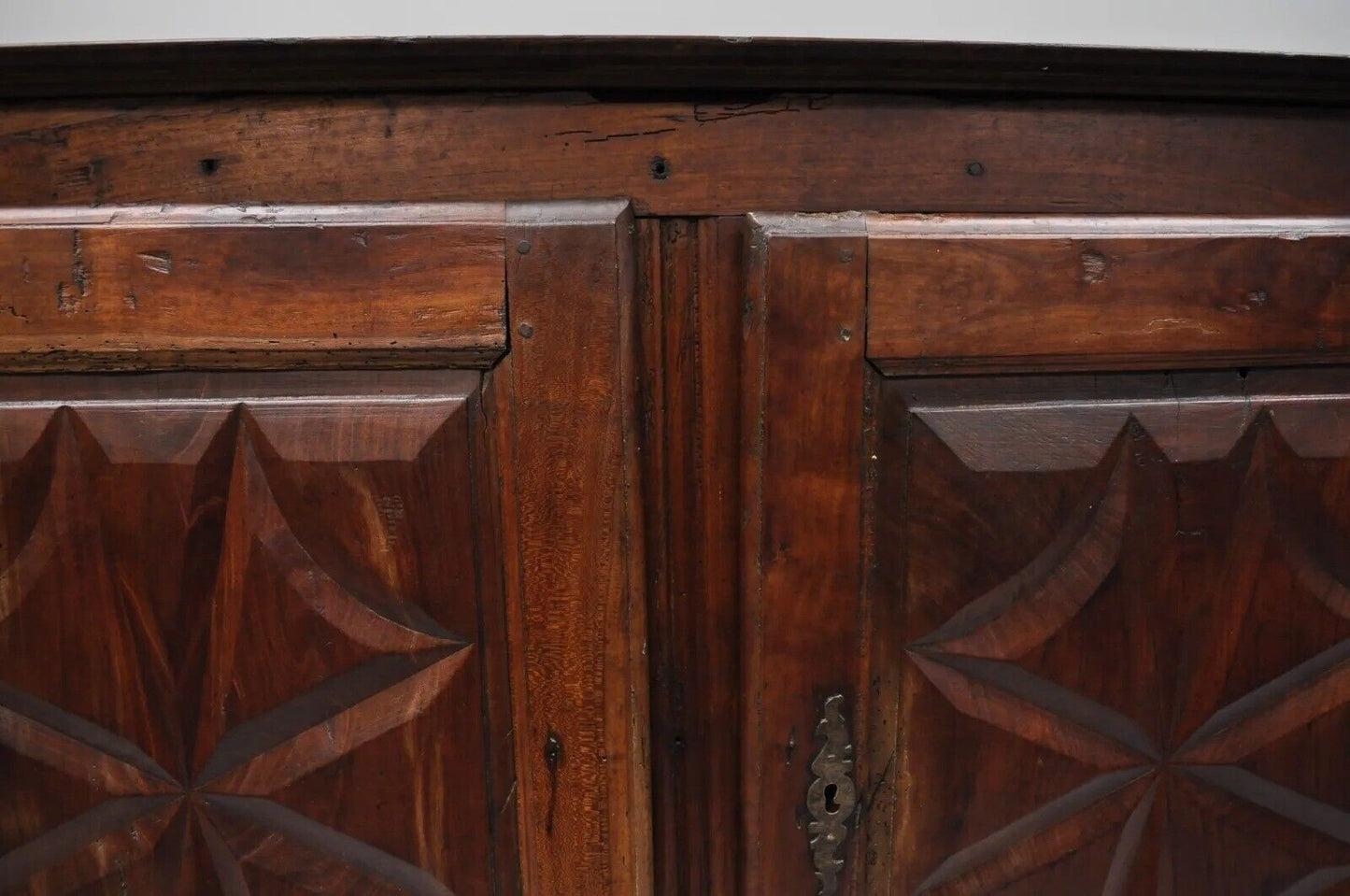 18th Century Carved Walnut Italian Baroque Two Door Credenza Cabinet Buffet