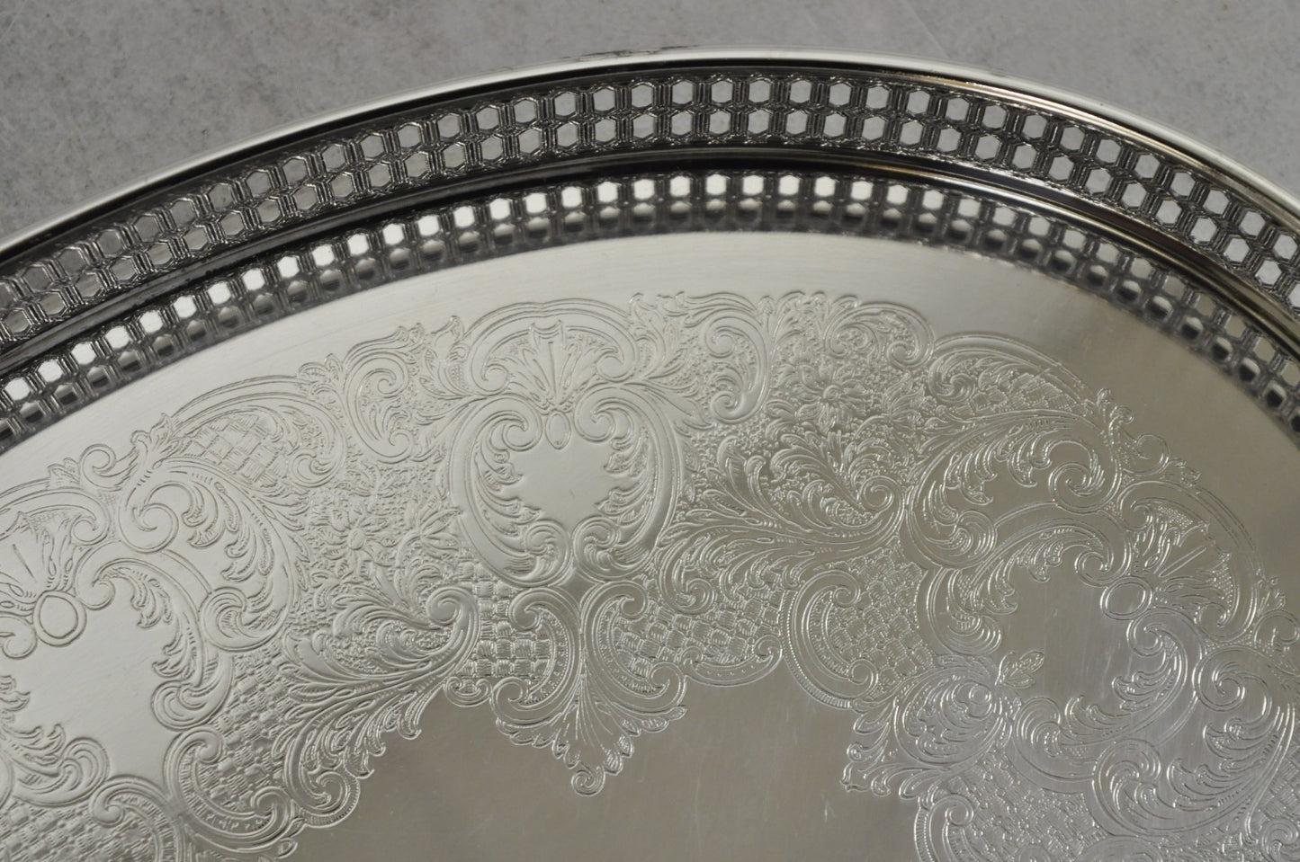 Vintage William Adams WA Italy Silver Plated Oval Raised Gallery Bar Tray