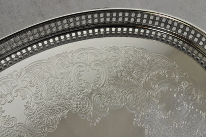 Vintage William Adams WA Italy Silver Plated Oval Raised Gallery Bar Tray