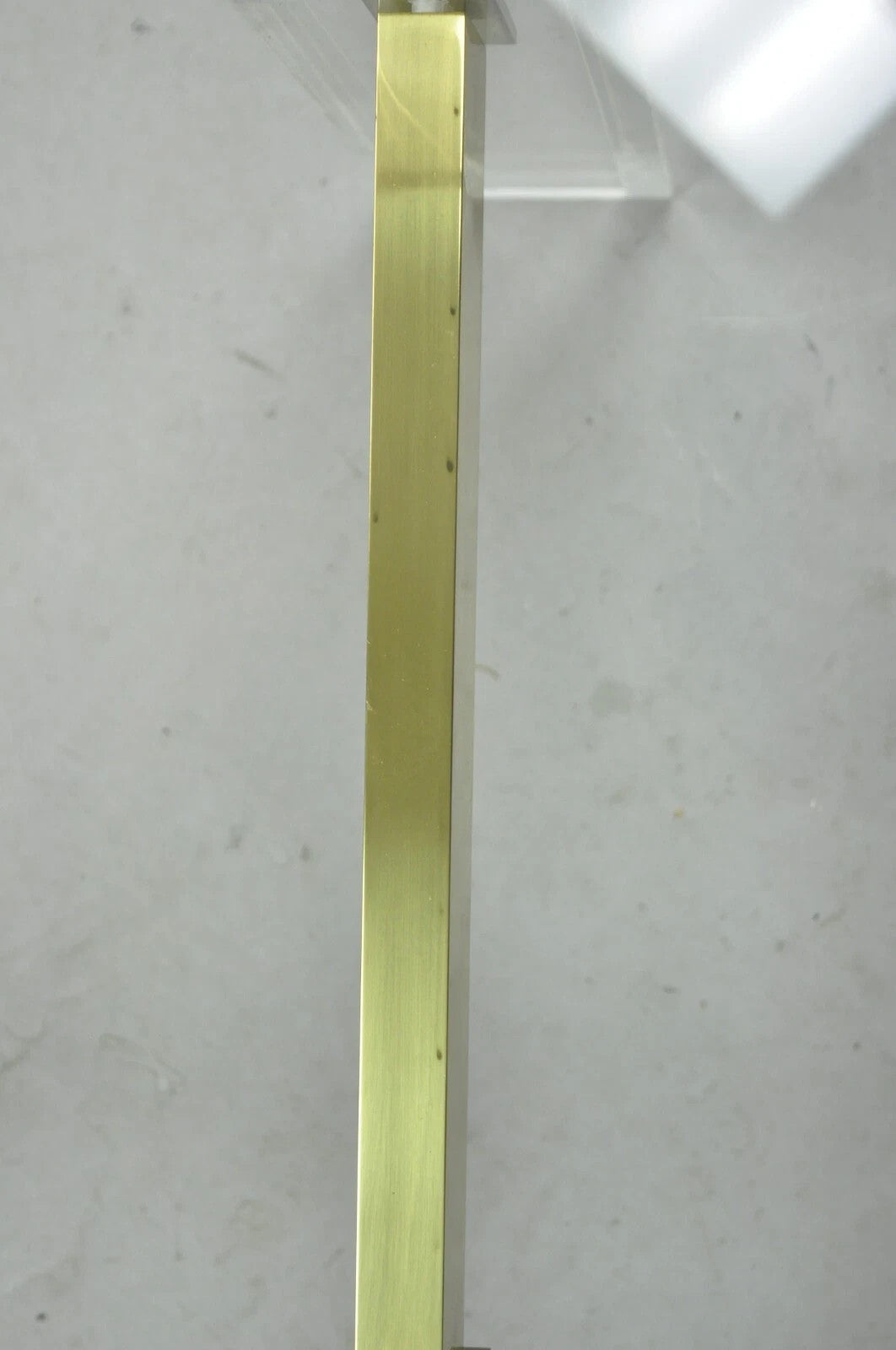 Vintage Mid Century Modern Lucite & Glass Brass Stretcher Occasional Side Table
