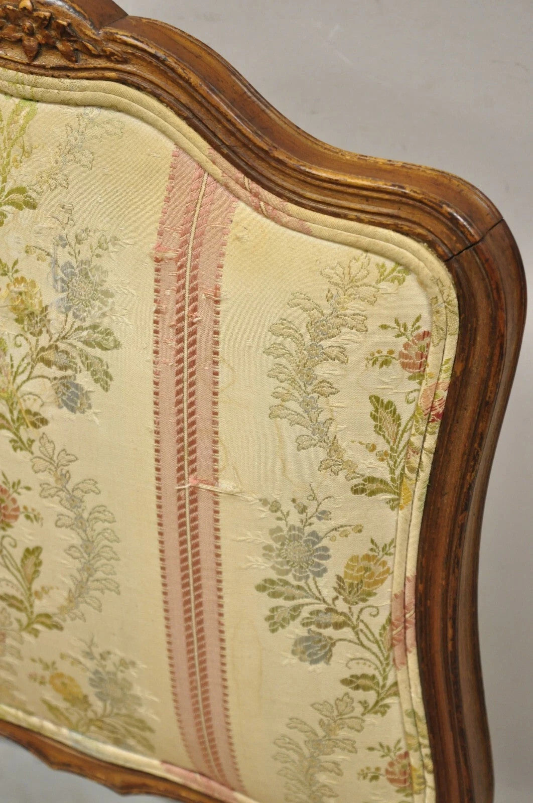 Vintage French Louis XV Style Small Boudoir Accent Side Chair w/ Pink Stripes