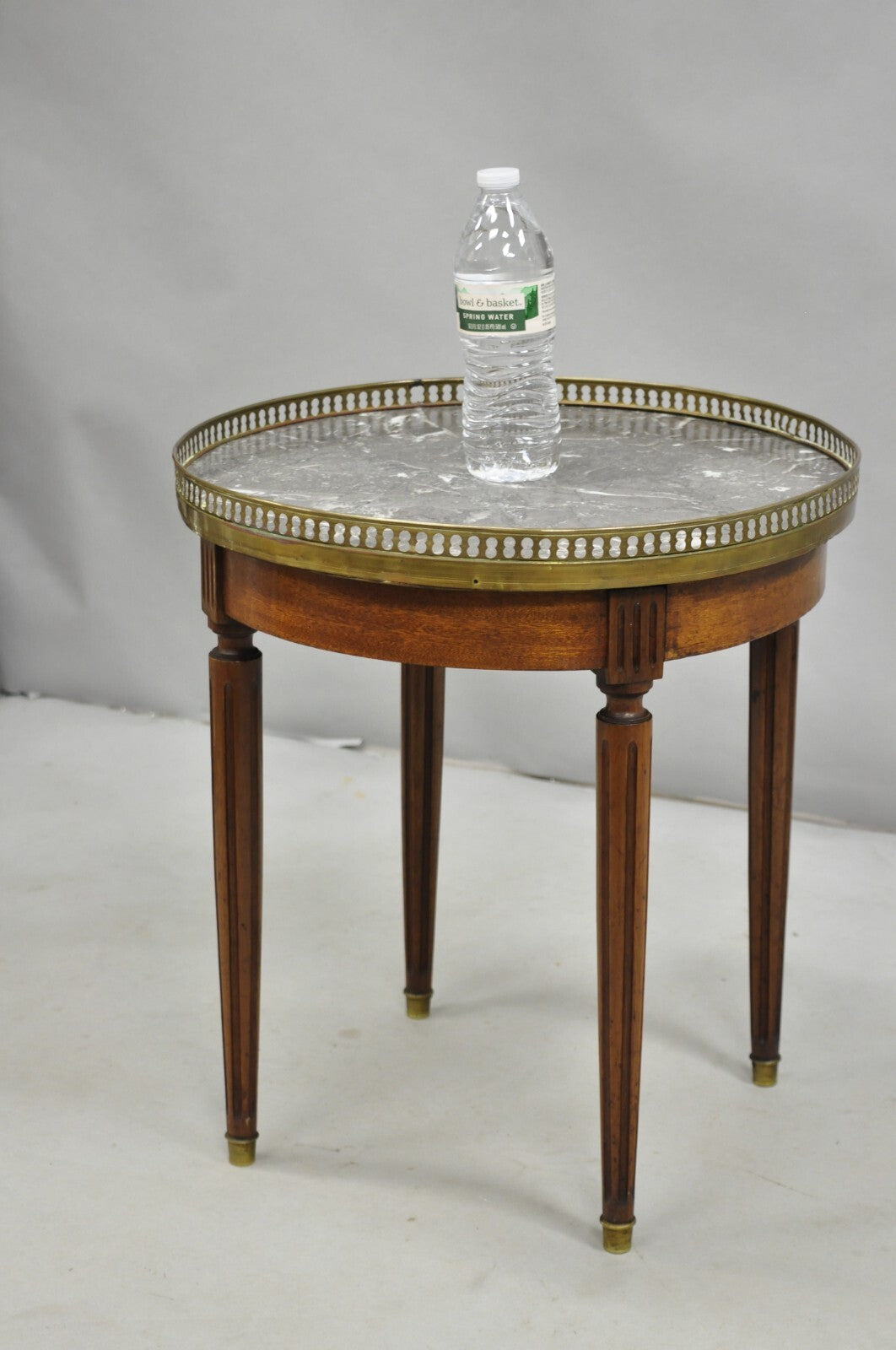 Antique French Louis XVI Round Marble Top Small Bouillotte Drinks Side Table