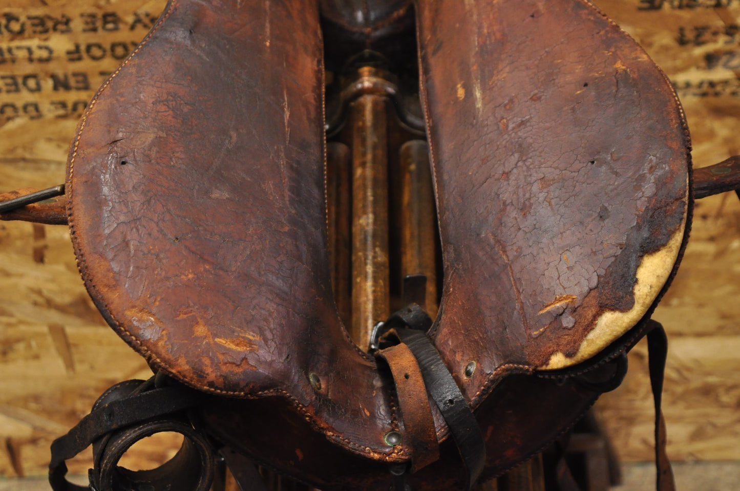 Antique McClellan Brown Leather 12 inch WWI Calvary Horse Saddle, Circa 1900