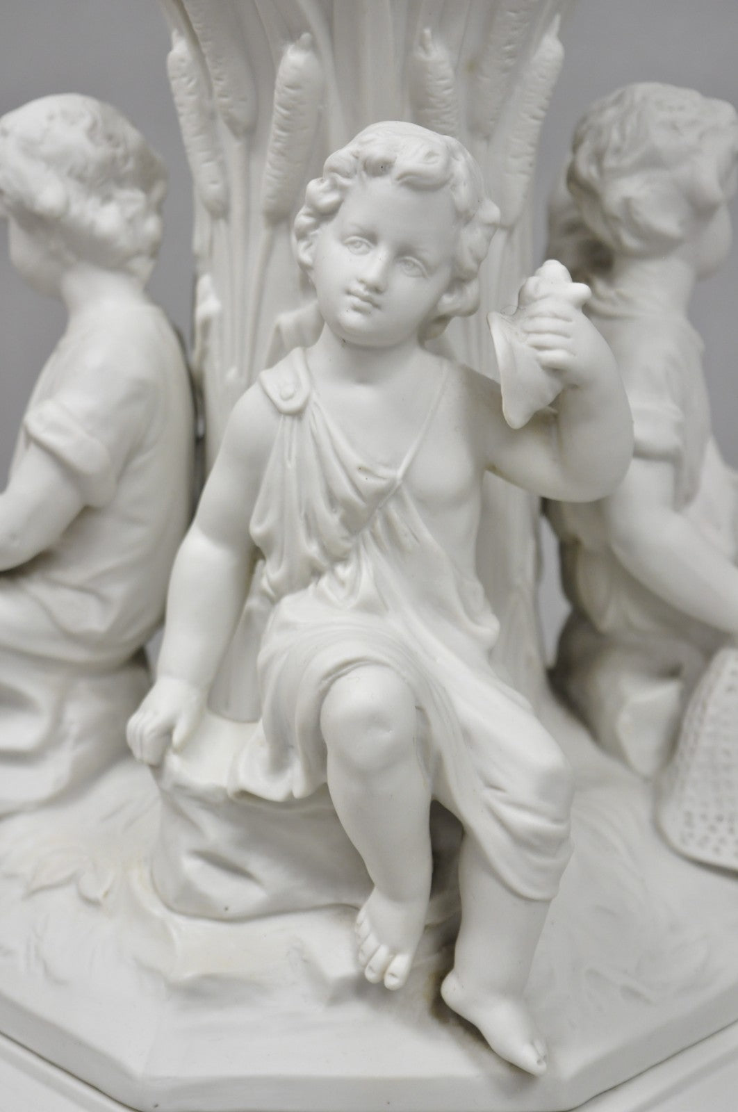 Vintage French Bisque White Porcelain Maritime Figural Cherubs Table Lamp