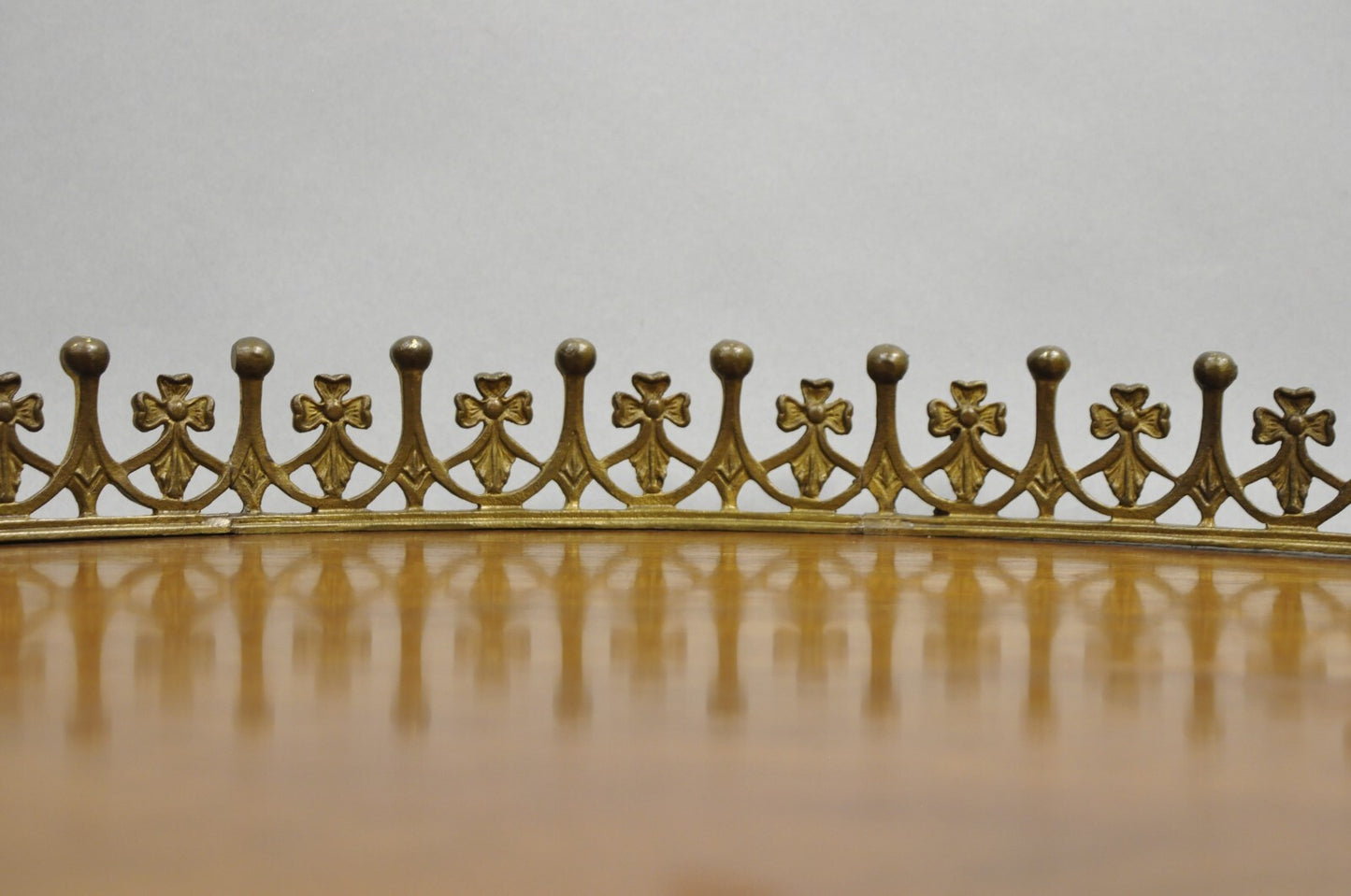 Vintage French Empire Mahogany 25" Round Coffee Table with Brass Gallery